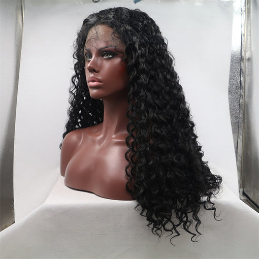 Black Curly Long Lace Front High Heat Resistant Fiber Synthetic Hair Wigs [ILS5675]