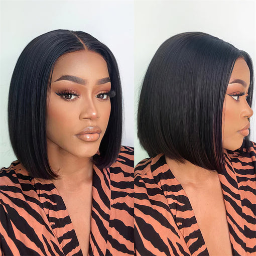 Short Bob Hairstyle 10 Inches Silky Straight Natural Black Remy Human Hair Full Lace Wigs [IFHSS6087]