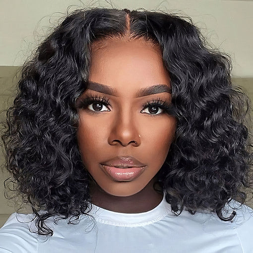 14 Inches Curly Natural Black Remy Human Hair Lace Front Wigs [ILHCY6103]