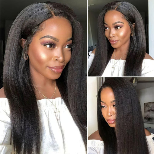 20 Inches Yaki Straight #2 Dark Brown Remy Human Hair Lace Front Wigs [ILHYS6120]