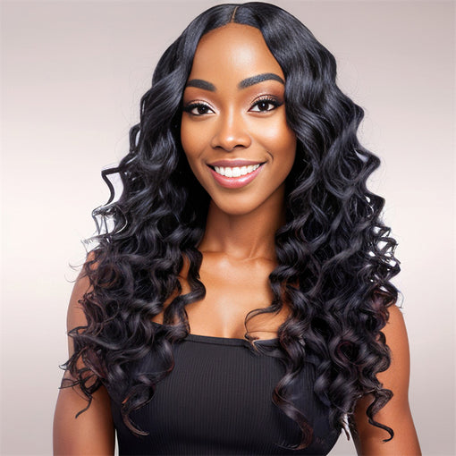 22 Inches Deep Wave Natural Black Remy Human Hair 360 Lace Wigs [I3HDW6127]