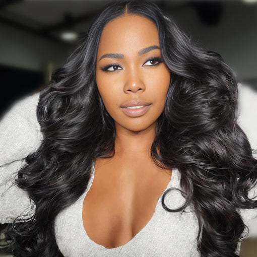 22 Inches Body Wave Natural Black Remy Human Hair Lace Front Wigs [ILHBW6130]