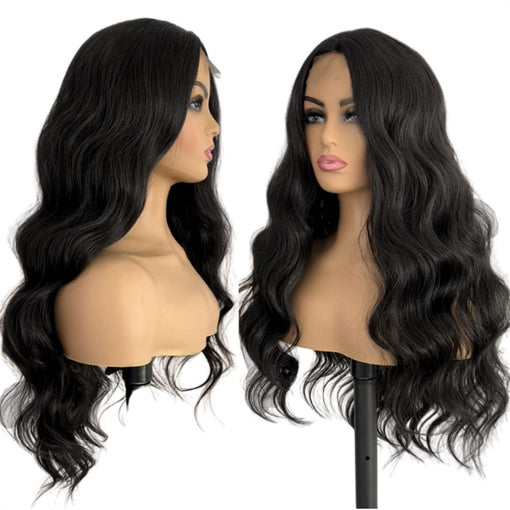 22 Inches Body Wave Natural Black Remy Human Hair Lace Front Wigs [ILHBW6134]