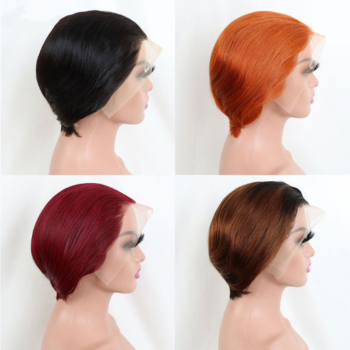 Short Pixie Undetectable 13*4 Lace Front Silky Straight Human Hair Wigs [IHLSS6171]